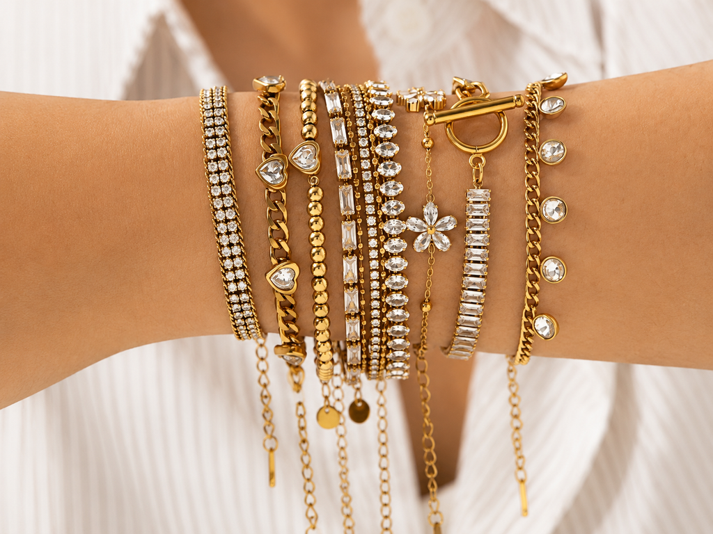 18K Gold PVD Waterproof Non-Tarnish Tennis Bracelet