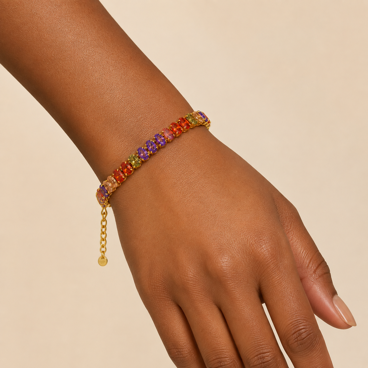 18K Gold Plated Colorful CZ Tennis Bracelet
