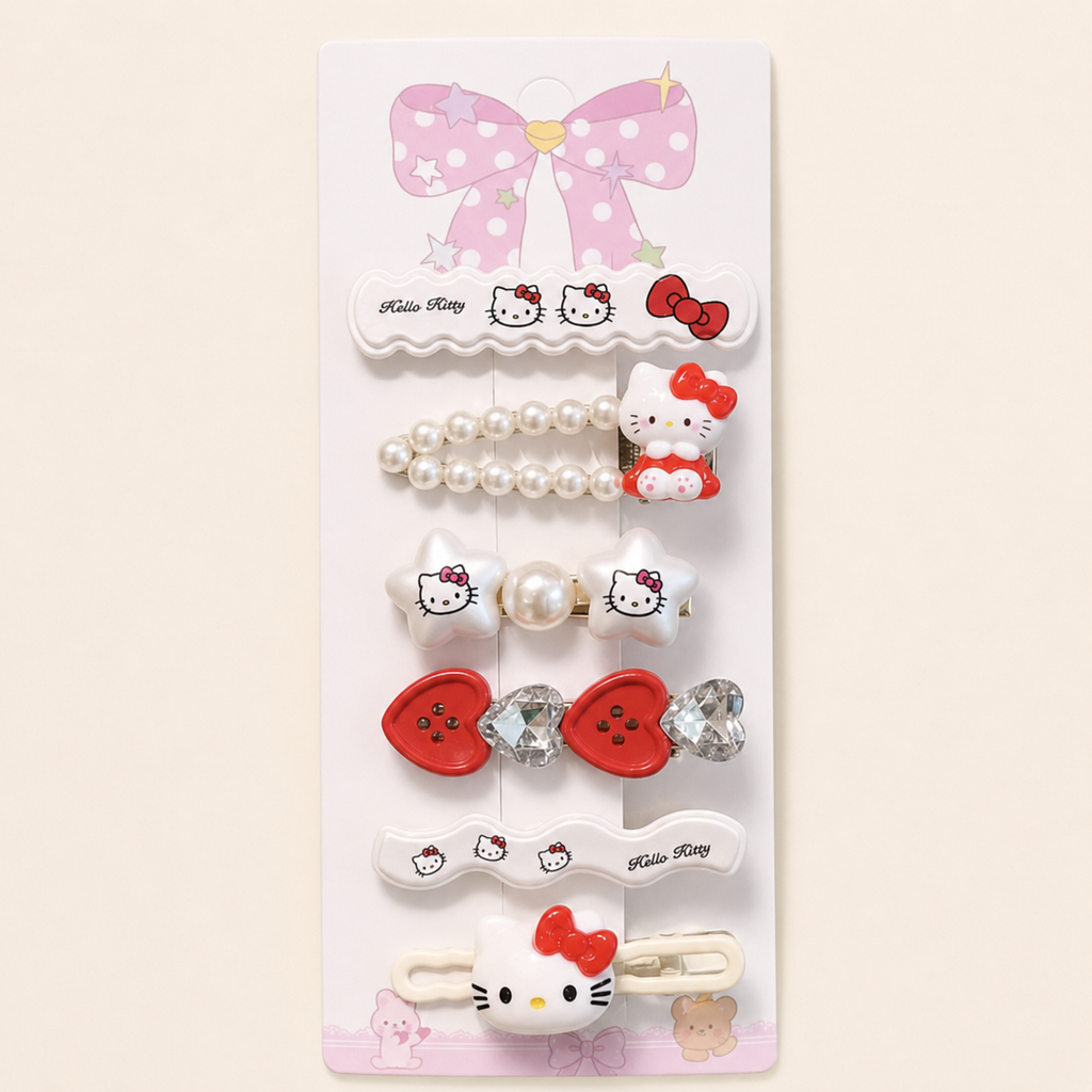 Kawaii Character Hair Clips Set