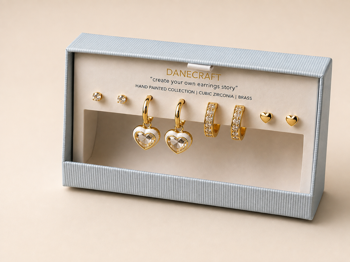 Gold-Tone Blue & White Assorted Earring Sets