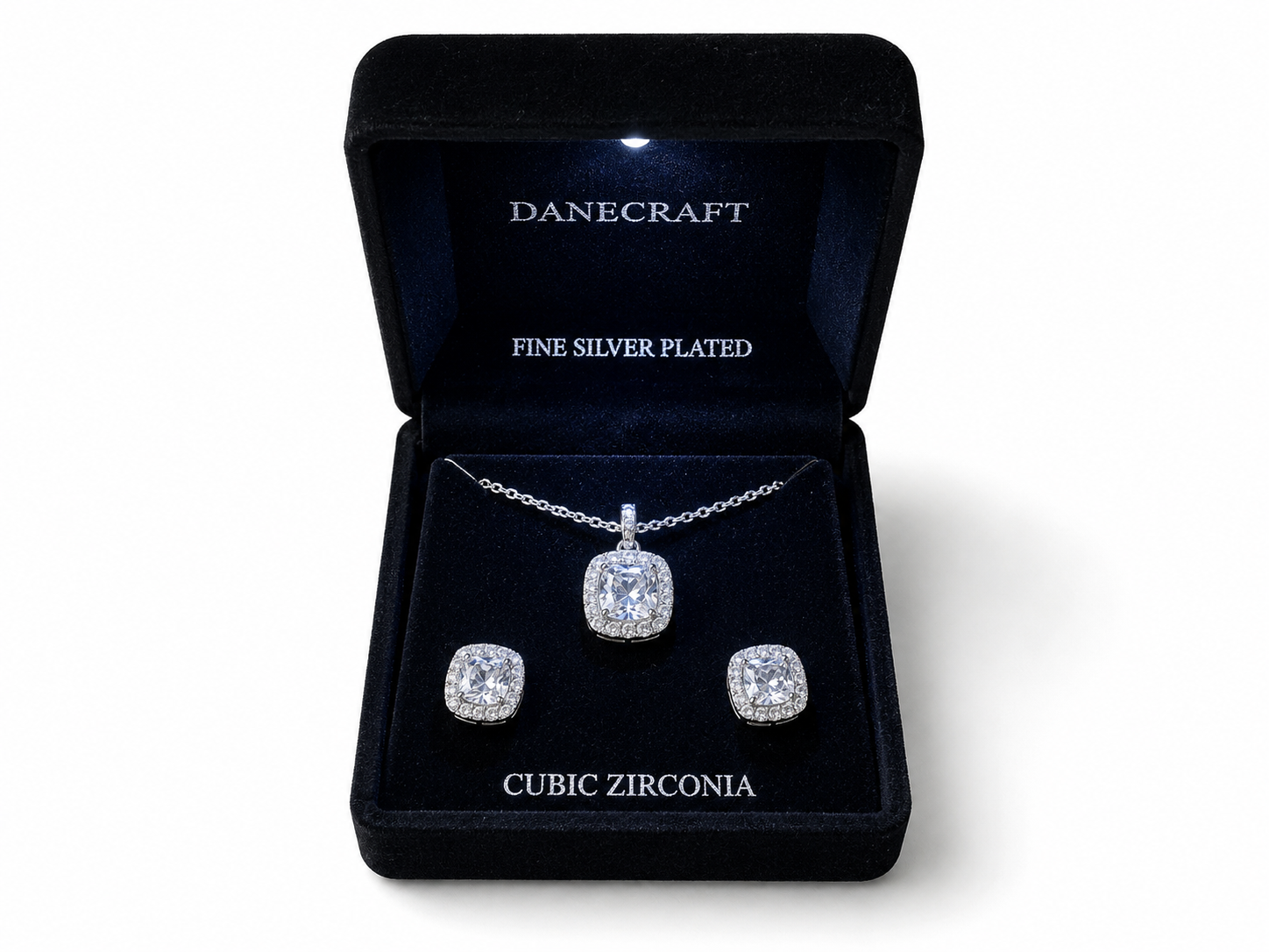 Danecraft Fine Silver Plated Heart Necklace and Earrings Jewelry Set