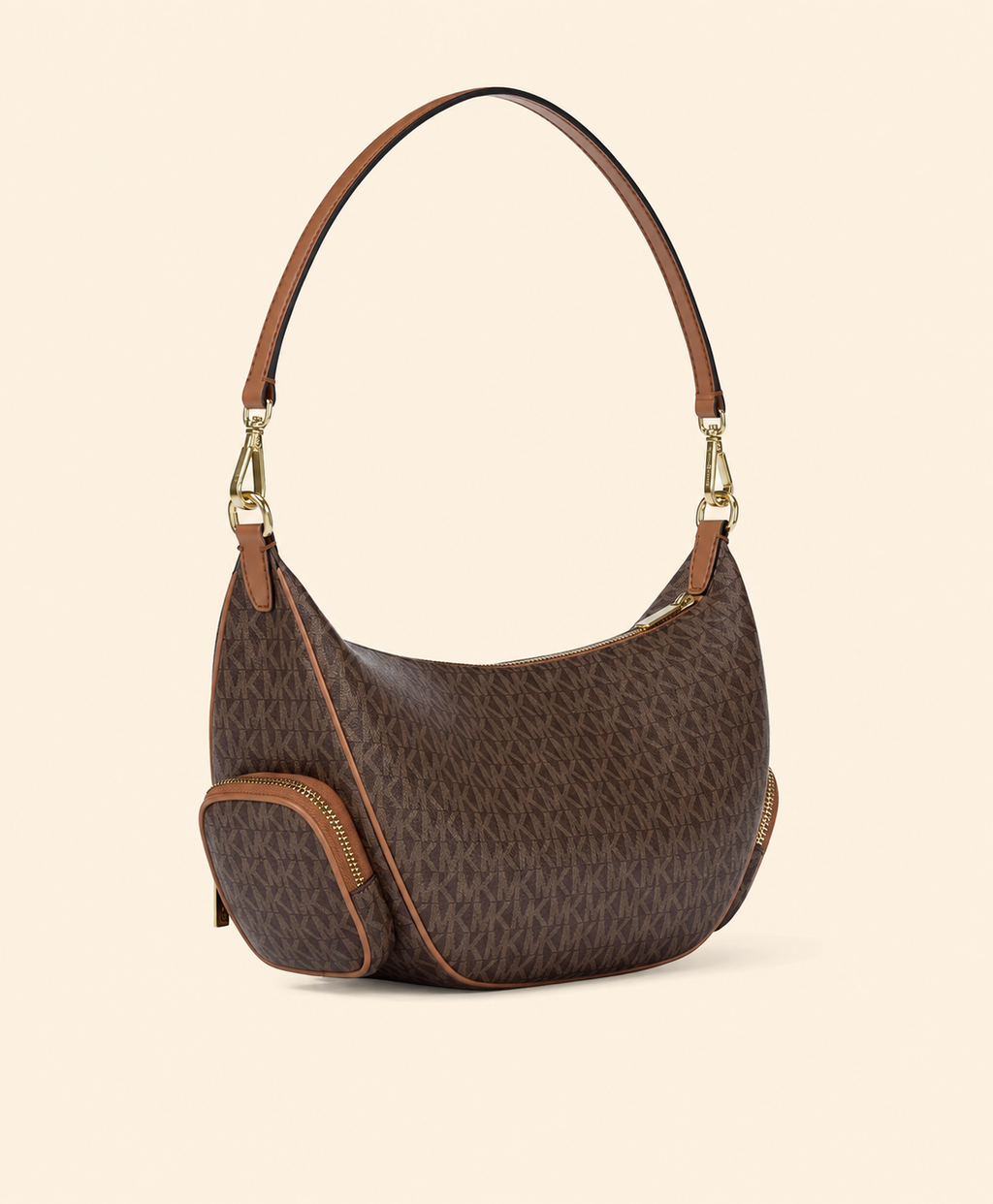 Michael Kors Monogram Multi-Pocket Shoulder Bag – Brown or Black/Gray