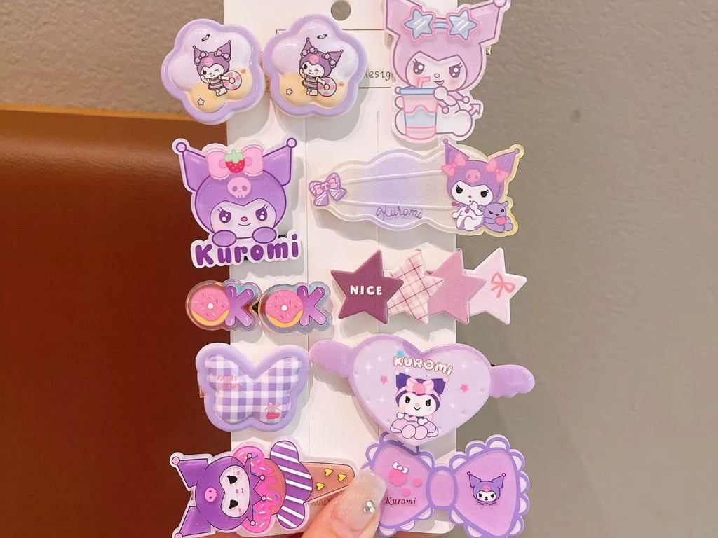 Kawaii Character Hair Clips Set