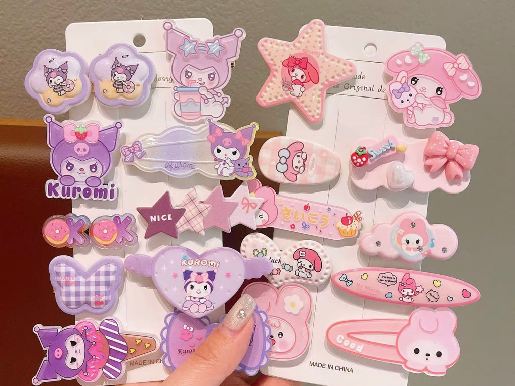 Kawaii Character Hair Clips Set
