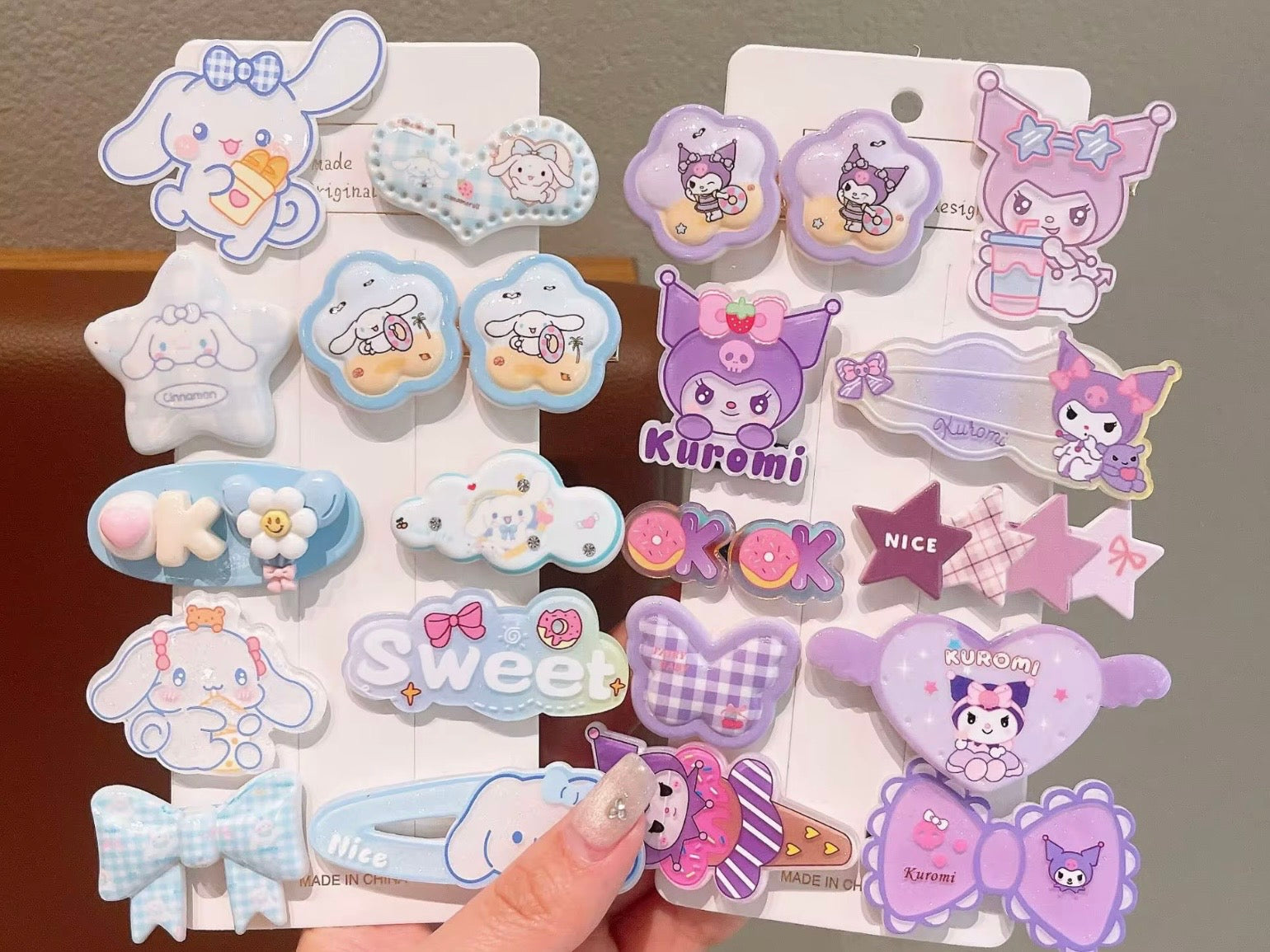 Kawaii Character Hair Clips Set