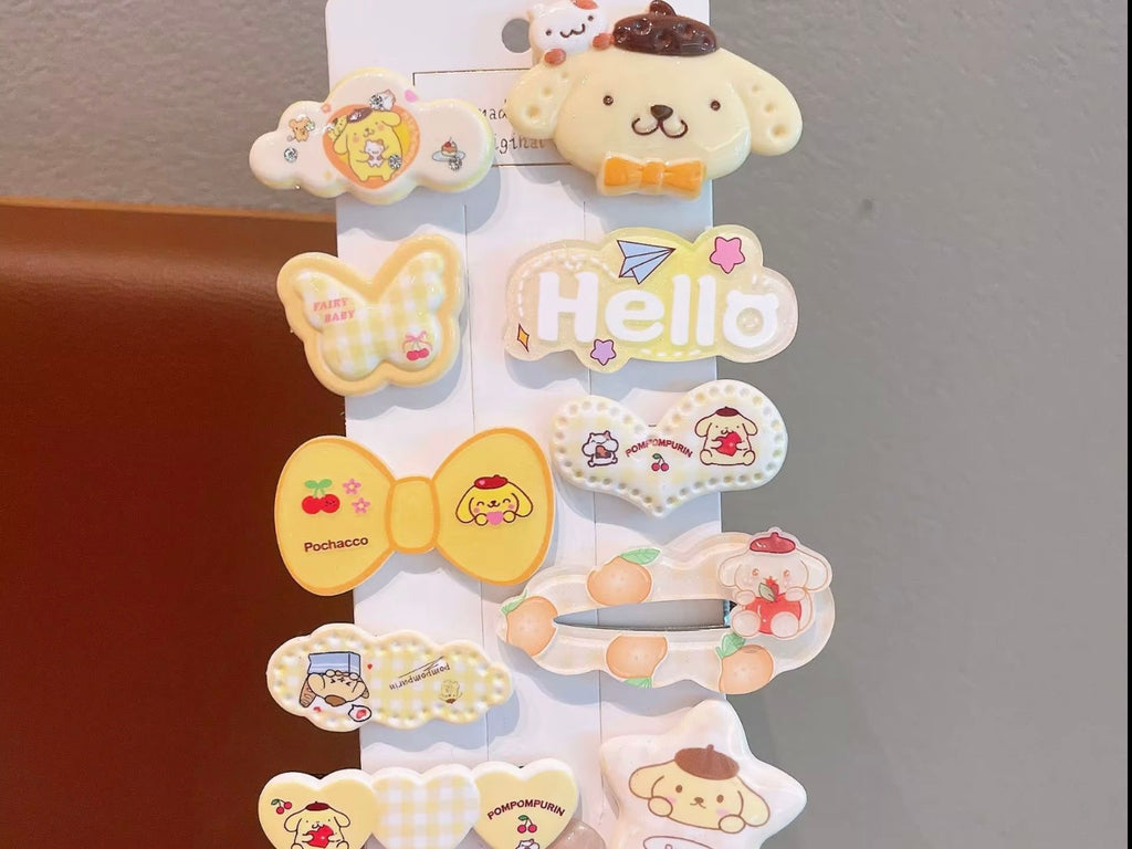 Kawaii Character Hair Clips Set
