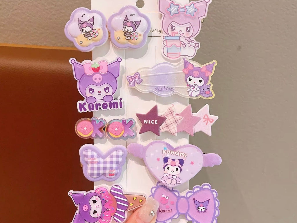 Kawaii Character Hair Clips Set