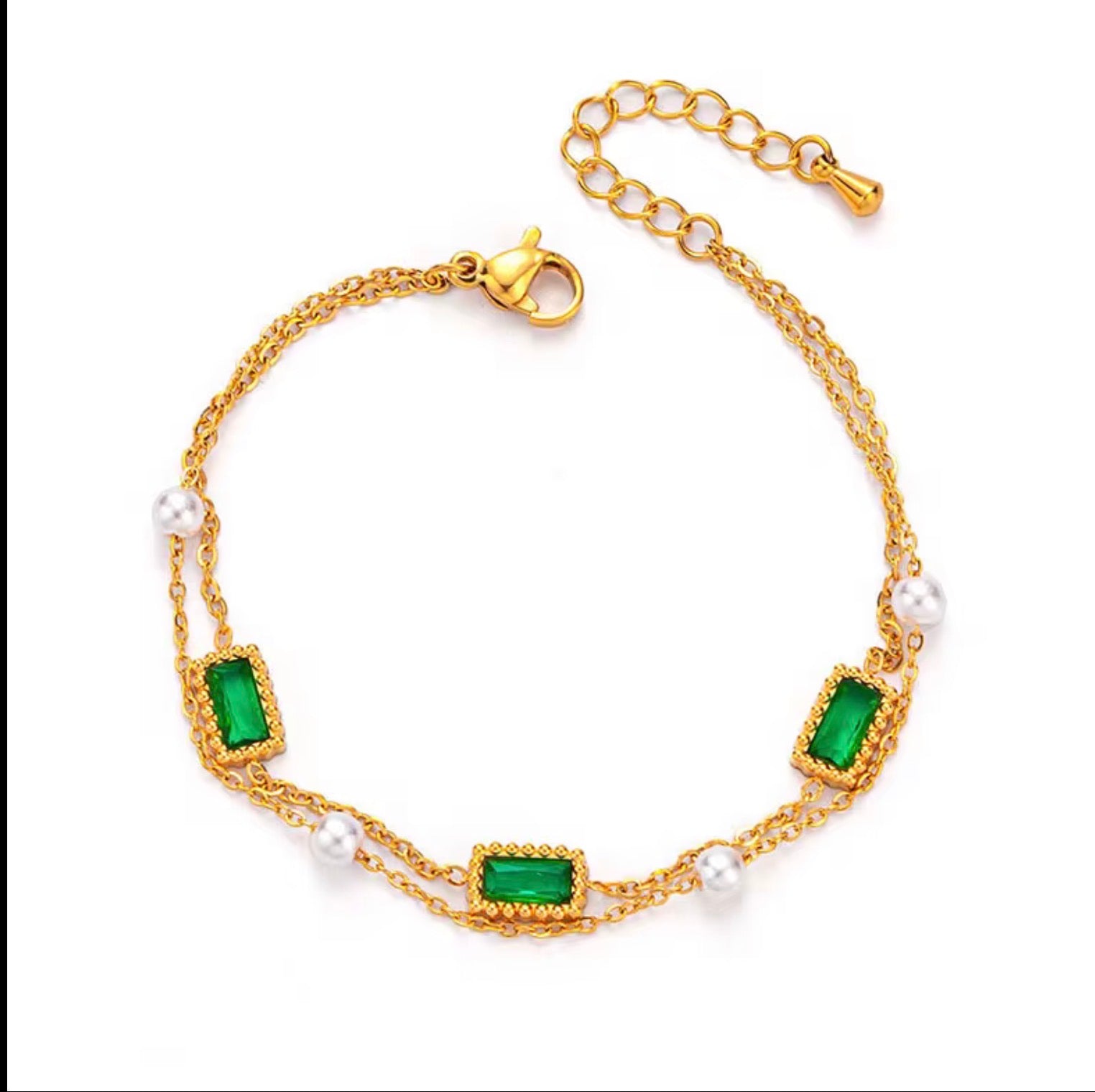 Green & White Clover Bracelet | Maison Noir by Mirl