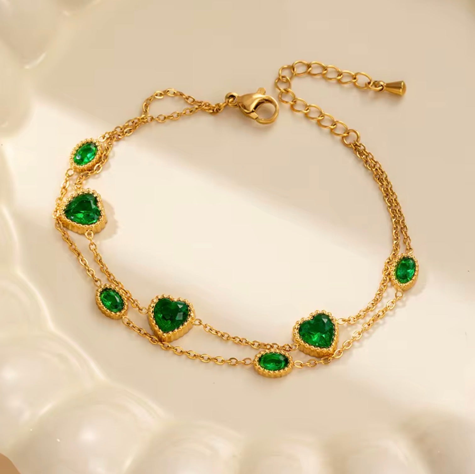 Green & White Clover Bracelet | Maison Noir by Mirl