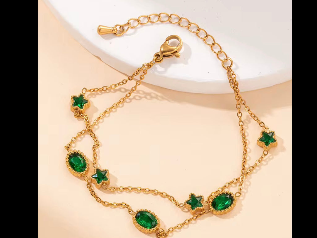 Green & White Clover Bracelet | Maison Noir by Mirl