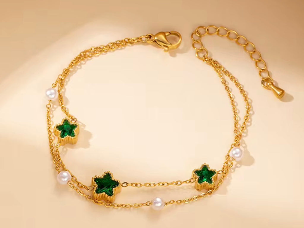 Green & White Clover Bracelet | Maison Noir by Mirl