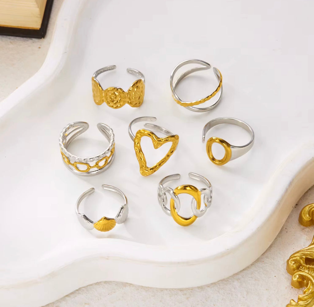 Assorted Two-Tone Rings – Set of 3