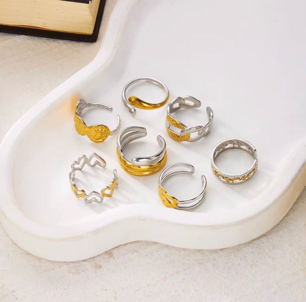 Assorted Two-Tone Rings – Set of 3