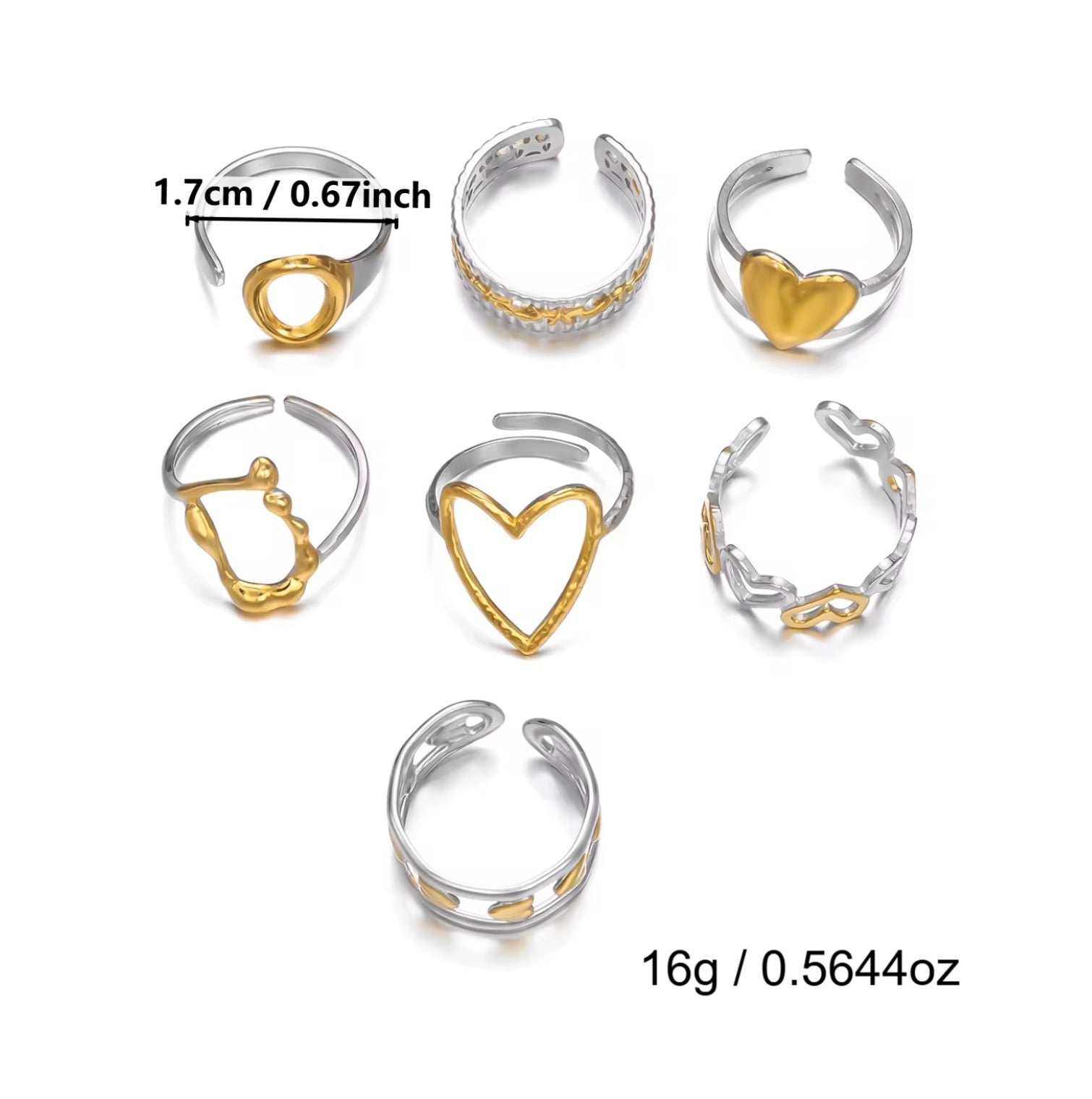 Assorted Two-Tone Rings – Set of 3