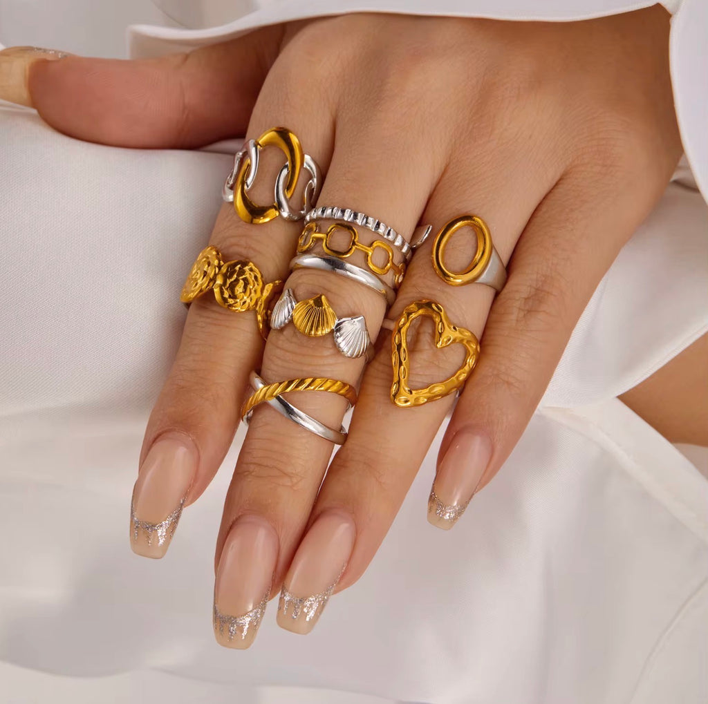 Assorted Two-Tone Rings – Set of 3