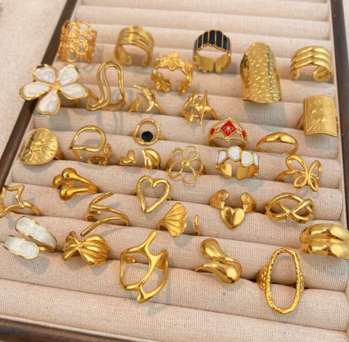Assorted 3-Piece Gold Ring Set – Tarnish-Free