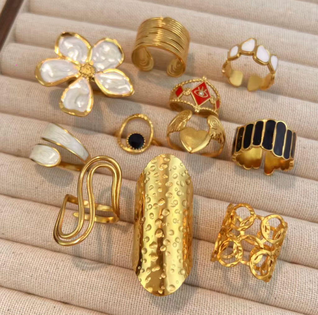 Assorted 3-Piece Gold Ring Set – Tarnish-Free