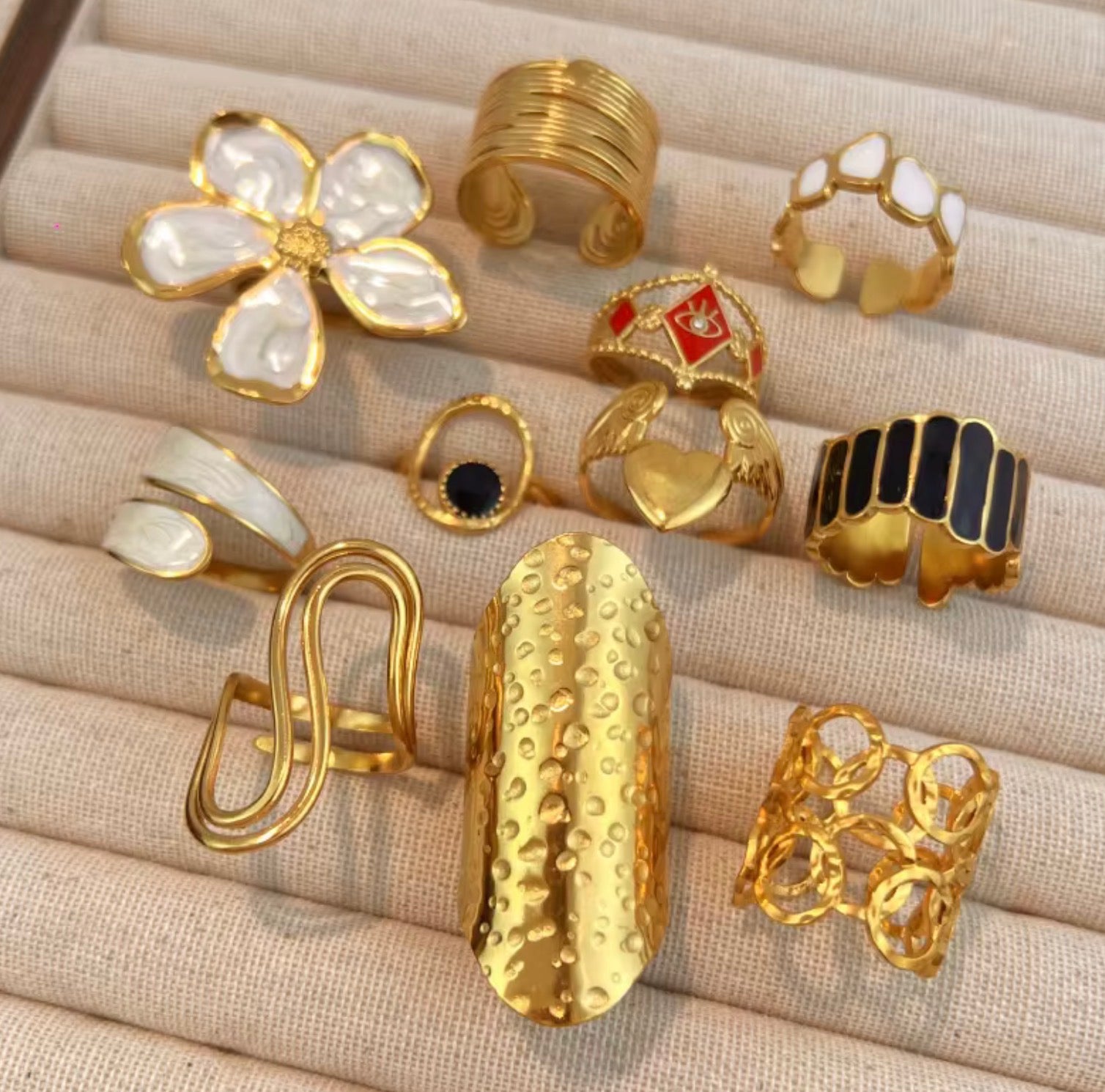 Assorted 3-Piece Gold Ring Set – Tarnish-Free