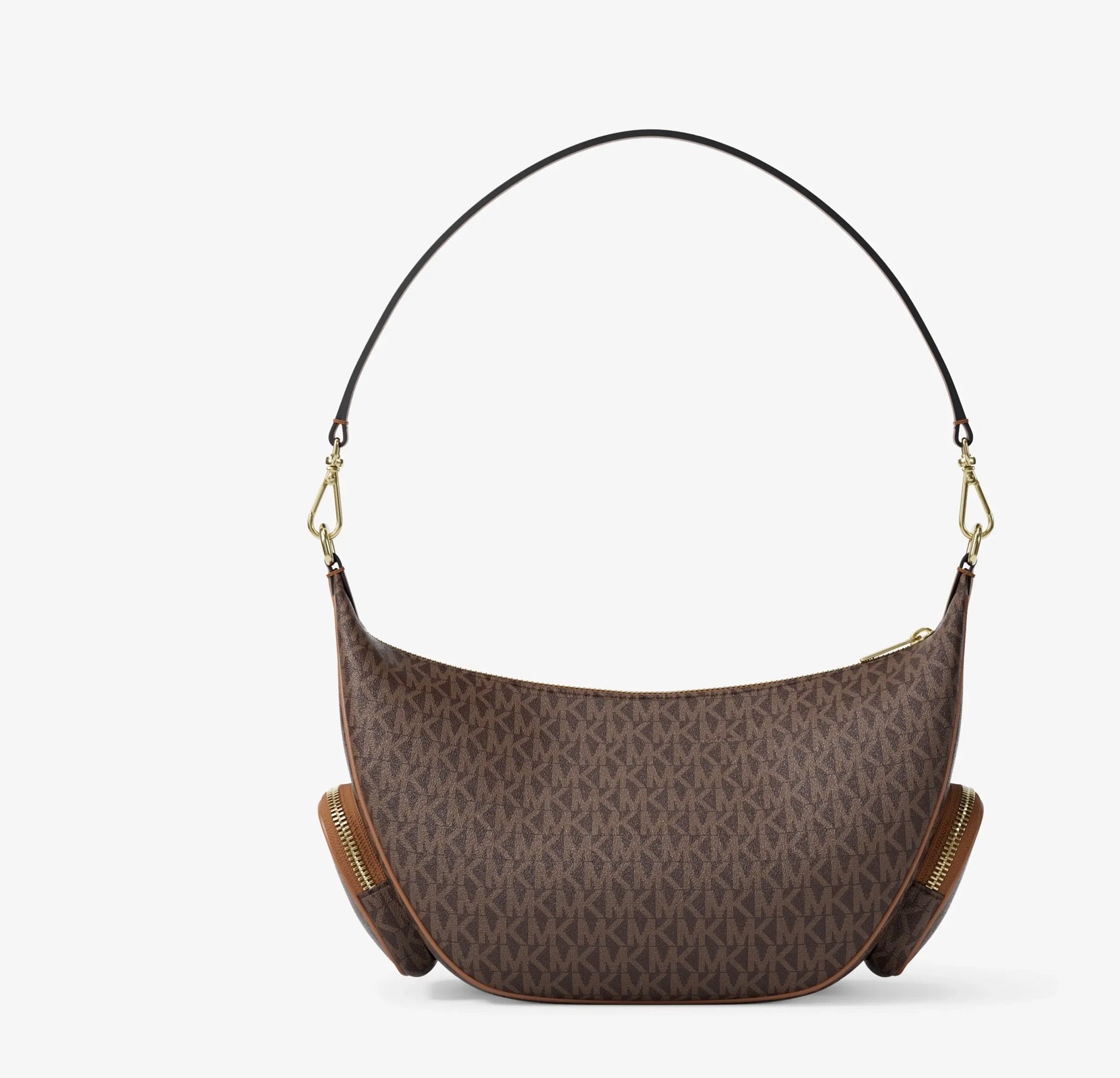 Michael Kors Monogram Multi-Pocket Shoulder Bag – Brown or Black/Gray