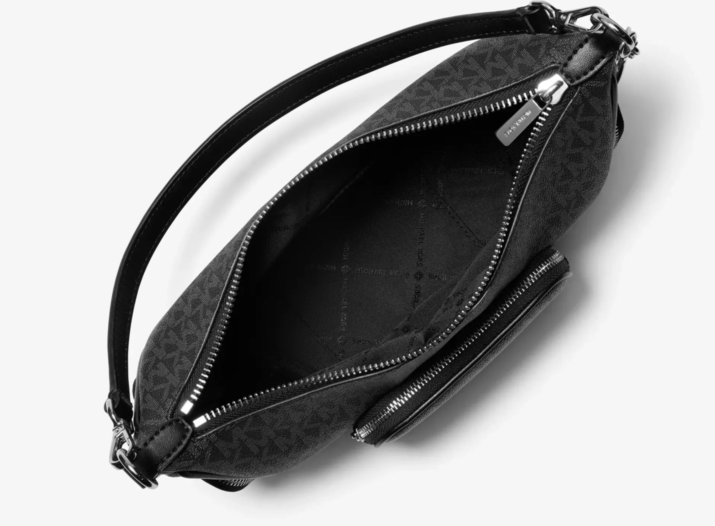 Michael Kors Monogram Multi-Pocket Shoulder Bag – Brown or Black/Gray