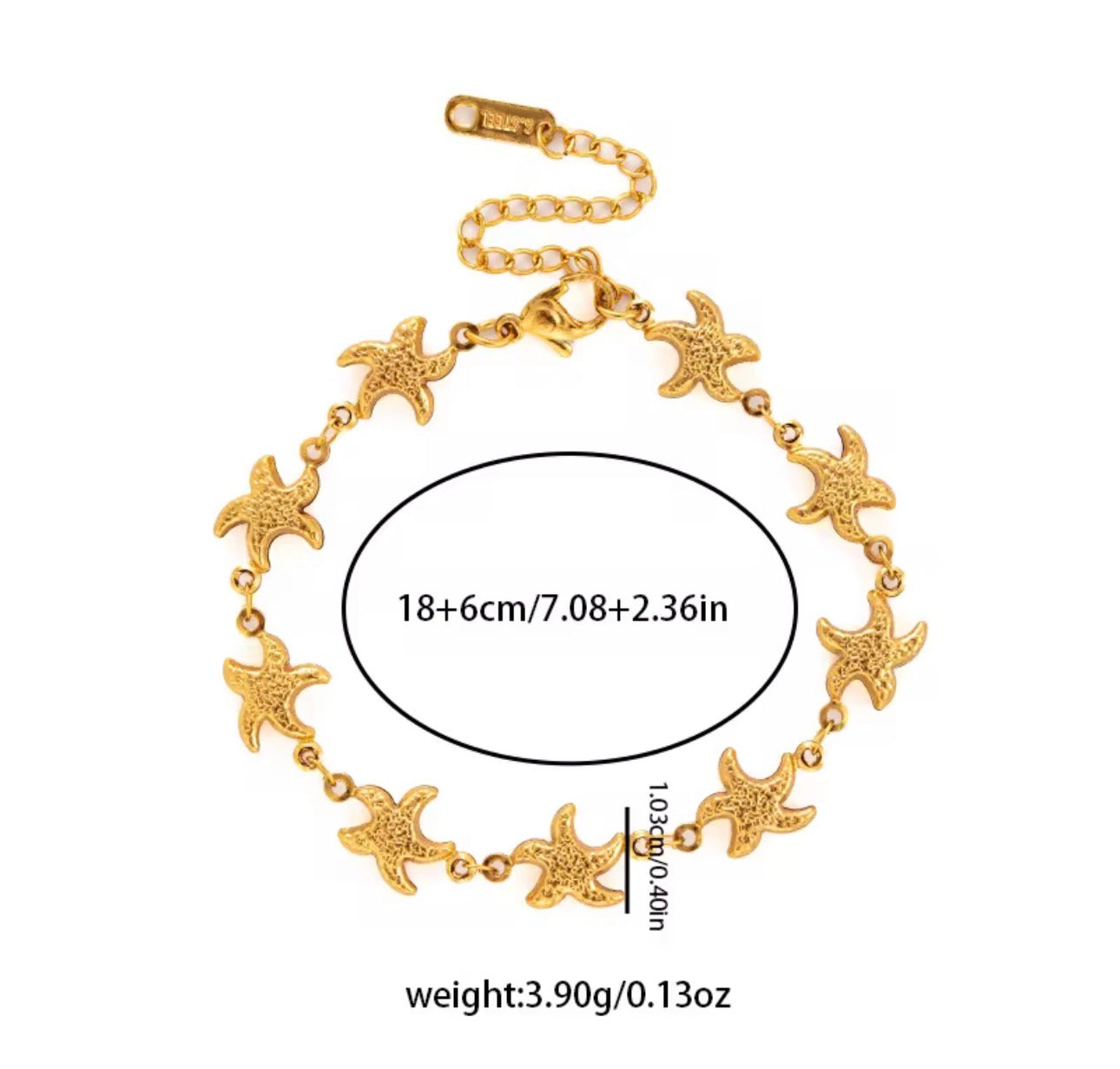 18K Gold PVD Seashell Charm Bracelet
